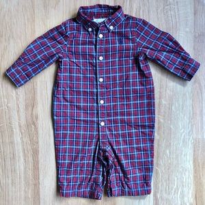 EUC Ralph Lauren Baby Boy Bodysuit/Footless One Piece/Coverall-Plaid with Lining